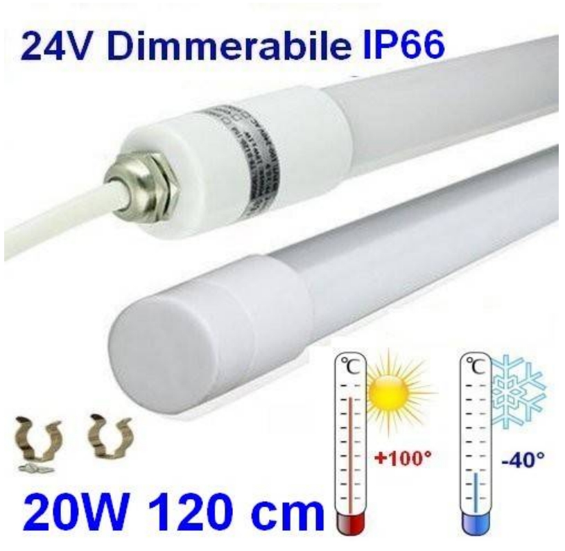 Tubo Led 120 cm 20W 24Vdc Alta Temperatura Dimmerabile